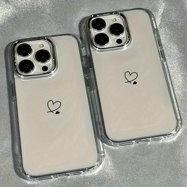 Transparente iPhone Handyhülle mit Herz-Design und galvanisierter Oberfläche, stoßfest und rutschfest, passend für Apple iPhone 17/16 Pro Max/15/14 Plus/13/12/11 - Bild 1
