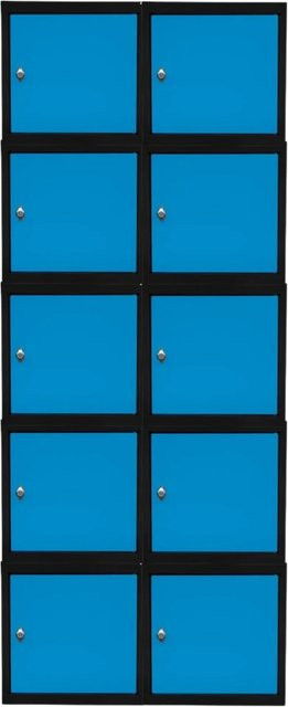 PROREGAL Blocky Schließfachwürfel Set aus 10 Stück mit Drehriegelschloss für Vorhängeschlösser, Anthrazit-Blau, B/T/H: 40 x 40 x 40 cm - Bild 1