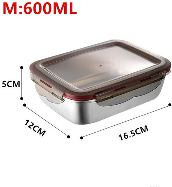 Yiran Furniture Lunchbox aus Edelstahl 304 in Silber, auslaufsichere Bento-Box für Lebensmittel, mikrowellengeeignet und quadratisch - Bild 1