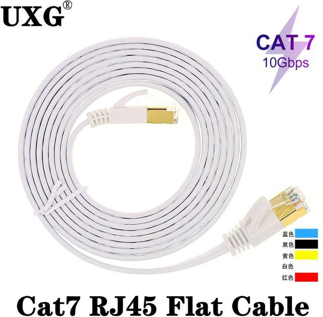 UXG Cat7 Flaches Ethernet Netzwerkkabel STP LAN Patchkabel RJ45 Schwarz - Bild 1