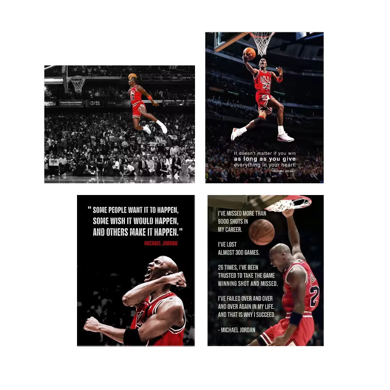Basketball Poster Jordan Slam Dunk Wettbewerb Leinwand Wanddekoration für dein Zimmer in Multicolor - Bild 3