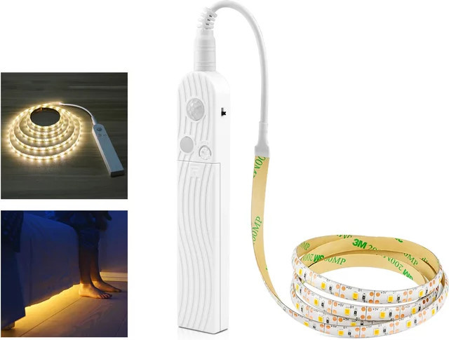 Gyarfas Smart PIR-Bewegungsmelder LED-Streifen mit USB-Anschluss, weiß, wasserdicht - Bild 1