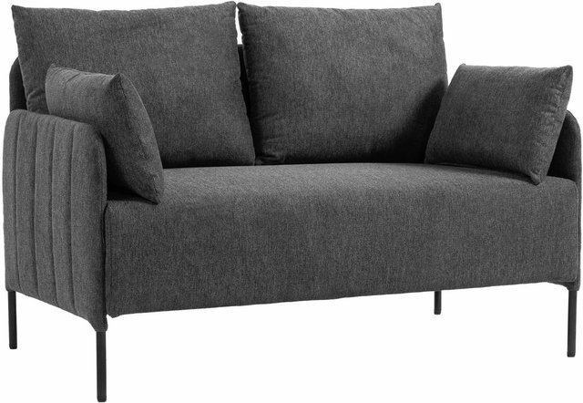 DELUKE Couch BERND 2-Sitzer Loungesofa aus Stoff in Schwarz, B/T/H: 131 x 79 x 79 cm - Bild 1