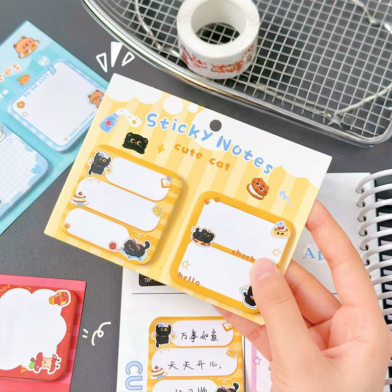 Kawaii Haftnotizen mit Cartoon-Motiven, 60 Blatt bunte Memo Pads für Schule und Büro - Bild 1