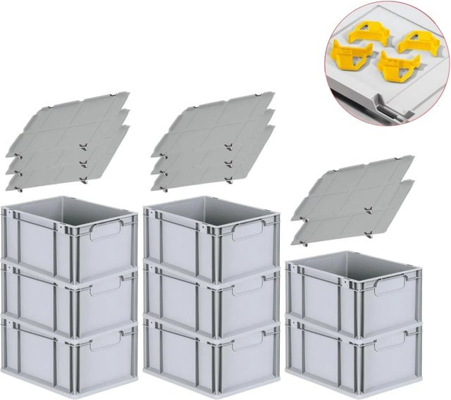 PROREGAL Spar Set 8x Eurobox Nextgen Economy Gelb mit Auflagedeckeln und Schiebeschnappverschlüssen H x B x T: 22 x 30 x 40 cm - Bild 1
