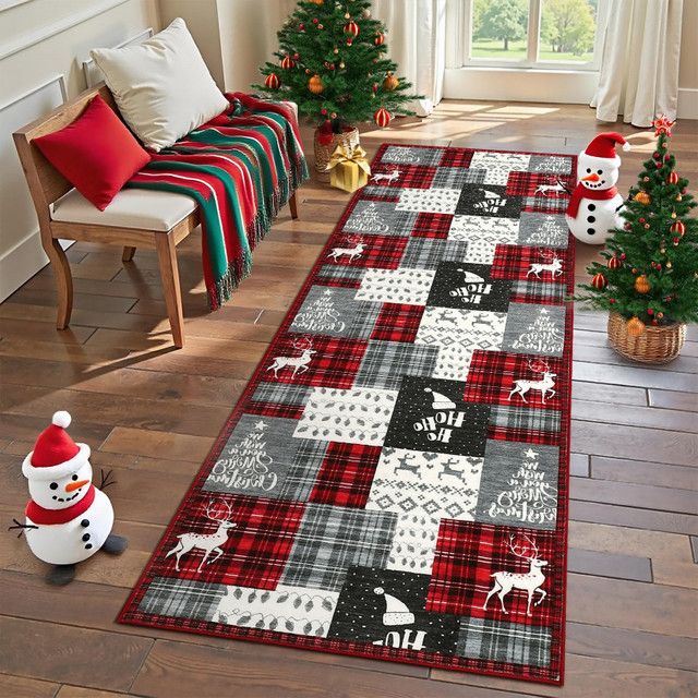 VIKAMA Teppich in Multicolor für Schlafzimmer, Flur und Eingangsbereich mit Weihnachtsmotiv - Bild 1