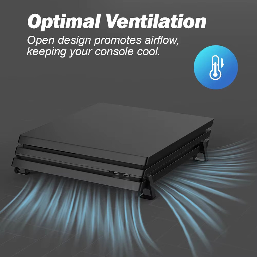 TECTINTER 4er-Set Kühlungshalterung für PS4, Slim und Pro Konsolen in Schwarz, Anti-Slip Basis für horizontale Aufstellung - Bild 3