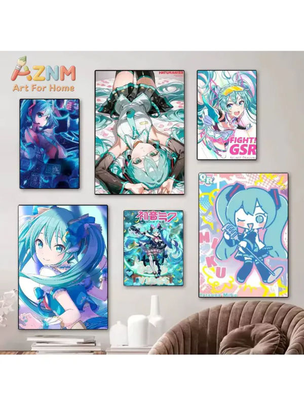KAYOU Leinwand-Poster Hatsune Miku Anime Porträt Wanddekoration mehrfarbig - Bild 3