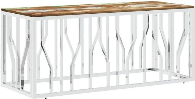 vidaXL Couchtisch Modell 1 aus Edelstahl und Altholz in Silber und Braun, rechteckig - Bild 1