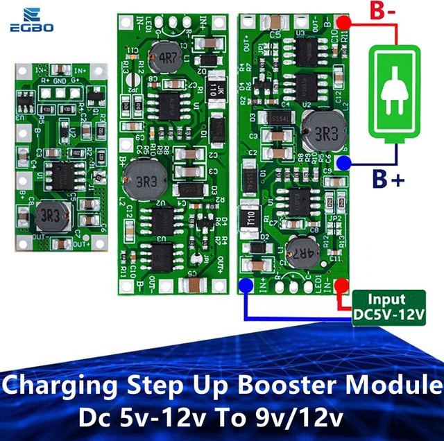 EGBO Step Up Booster Modul DC 5V-12V zu 9V/12V für 18650 Lithium Batterien, UPS Spannungsschutz Konverter für Ladung und Entladung, Farbe: Grün - Bild 1