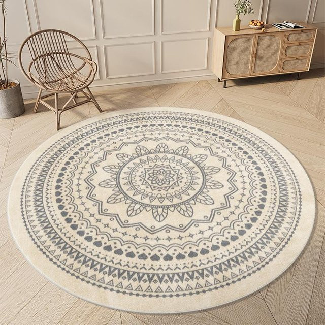 Runder Teppich im skandinavischen Design von Karpetti, flauschig und rutschfest, mehrfarbig, Durchmesser: 120 cm - Bild 1