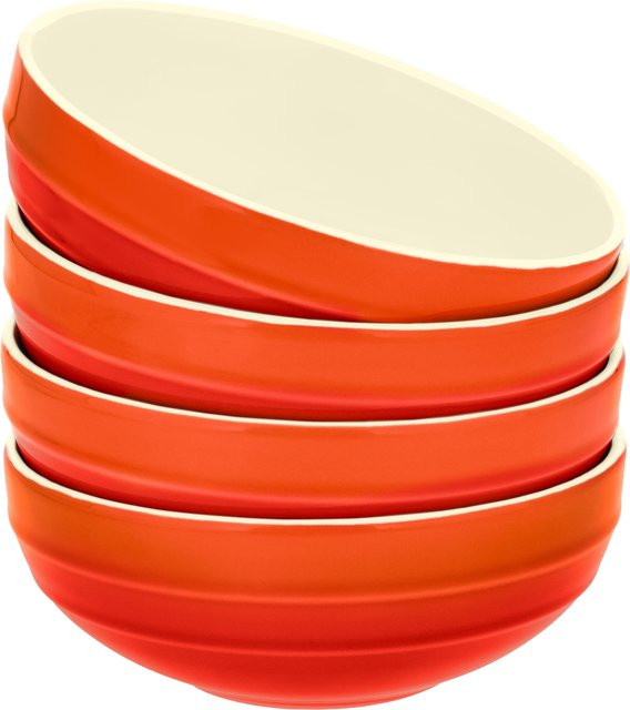 SILVERCREST® Servierschalen-Set aus Steinzeug, 4er Set, Orange, mikrowellen- und spülmaschinenfest - Bild 1