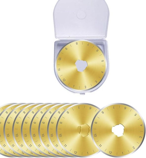 10 Stück Titanbeschichtete Ersatzklingen für Rollschneider 45 mm aus SK5 Stahl in Gold für Quilten, Scrapbooking und Kunsthandwerk - Bild 1