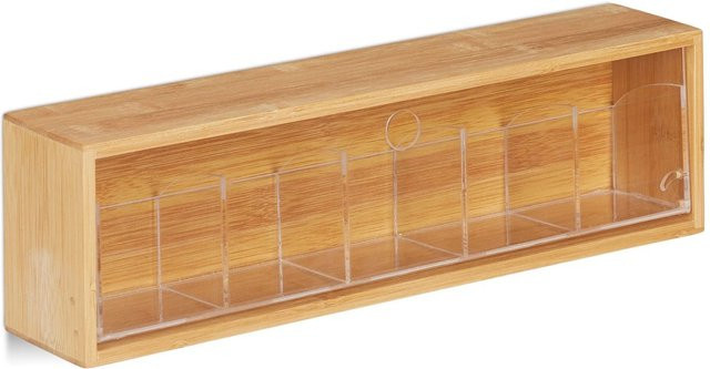 Relaxdays Teebox aus Bambus in Natur Braun zum Aufhängen, B/T/H: 39 x 11,5 x 8 cm - Bild 1