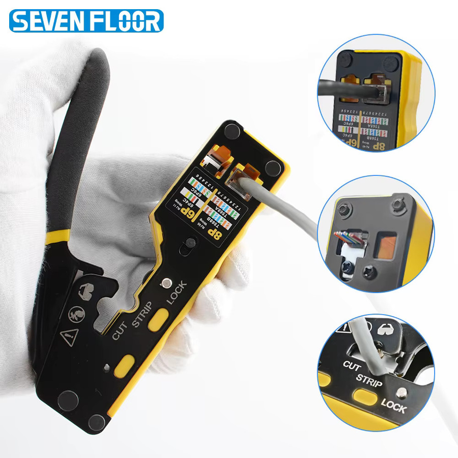 Seven Floor RJ45 Crimp Tool für Pass Through Plugs Ethernet LAN Anschlüsse Cat6 Cat5 Cat5e in Grün - Bild 6