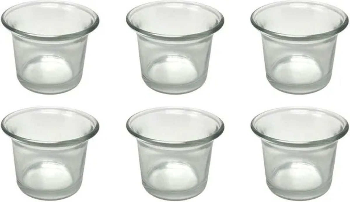 6er Set DANDIBO Teelichtgläser aus Glas, transparent, rund, Höhe: 4,5 cm - Bild 1