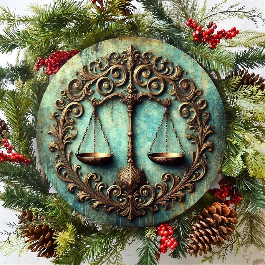 Vintage Metall-Blechschild Justitia-Skala Wanddekoration von CIFBUY, Mehrfarbig, Breite: 20,32 cm, Höhe: 20,32 cm, Tiefe: 0,1 cm - Bild 3