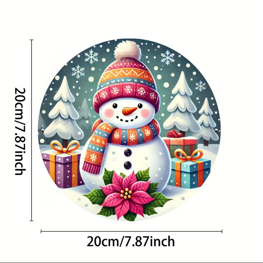 Potdemiel Runde 2D Wandkunst aus Metall Schneemann Weihnachtsdekoration Multicolor Durchmesser: 20 cm - Bild 4