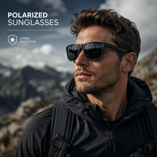AWGSEE Sonnenbrille, Vollrand, Quadratisch, Schwarz, Kunststoff, Herren - Bild 1
