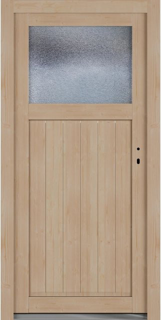 Roro Nebeneingangstür OHE 1002 Fichte mit Glaseinsatz, Farbe Braun/Beige, B: 88 cm, H: 198 cm, DIN Rechts - Bild 1