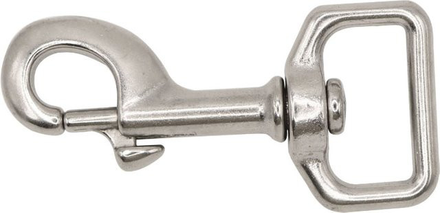 NERISXB Karabinerhaken mit quadratischer Öse und Drehbolzen aus Edelstahl 316 in Silber, 80 mm - Bild 1