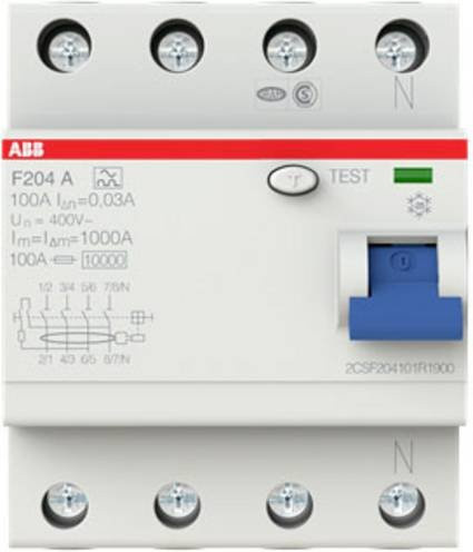 ABB FI-Schutzschalter F204 A-100/0,03 RCD 4-polig 100A 0,03A 400V in Weiß - Bild 1