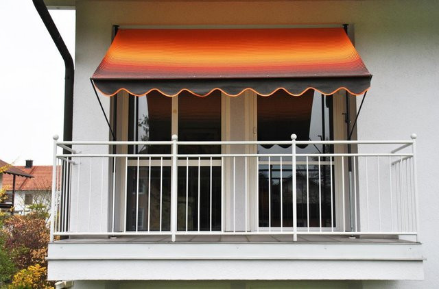 Angerer Klemmmarkise mit Handkurbel aus Polyacryl und Stahl, Farbe: Orange/Braun, Breite: 300 cm - Bild 1
