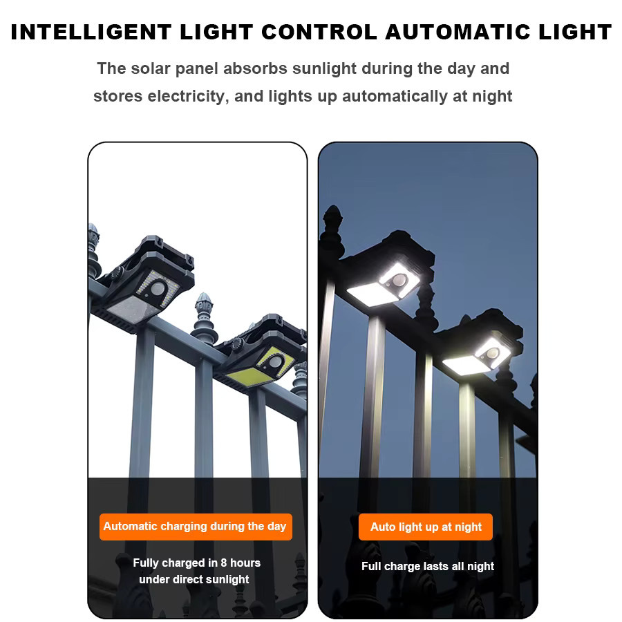 KDULIT YD-18 Solar Clip Licht mit Bewegungssensor, wasserdichte tragbare Außenlampe für Garten, Terrasse und Camping - Bild 5