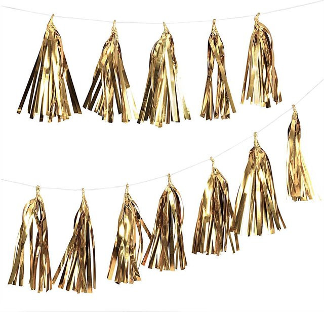 Rico Design Paper Poetry Girlande mit Quasten in Gold für Weihnachten - Bild 1