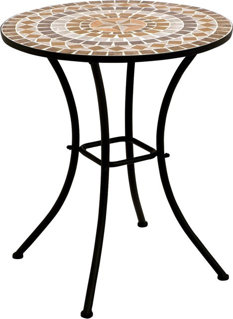 DEGAMO Bistrotisch LUCCA rund mit Mosaik in mediterraner Optik, Eisen schwarz, Durchmesser: 60 cm - Bild 1