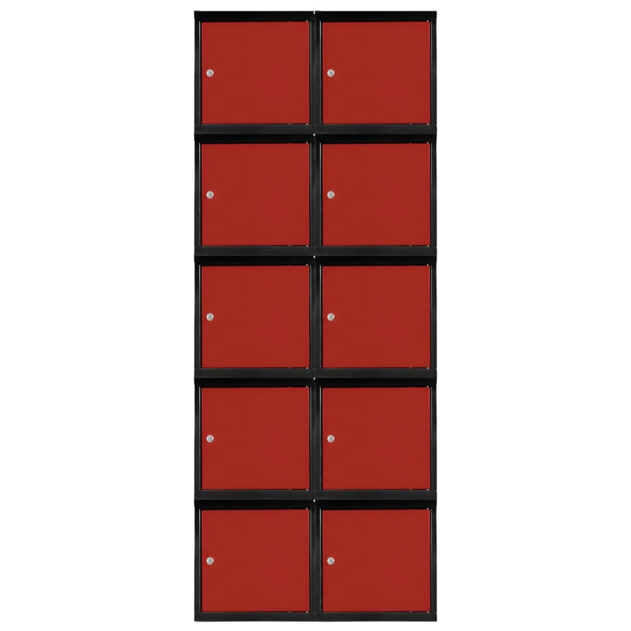 PROREGAL Blocky Schließfachwürfel Set mit 10 Einheiten, Zylinderschloss und 2 Schlüsseln, Farbe: Anthrazit/Verkehrsrot, B/T/H: 40 x 40 x 40 cm - Bild 2
