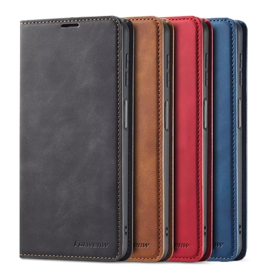 Samsung Leder-Brieftasche als Flip Cover für Galaxy S24 S23 S22 S21 S20 FE Ultra Plus S10 S9 S8 Plus A25 A52s A53 A12 A71 A51 in Braun - Bild 6