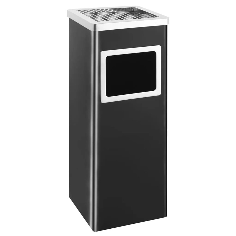 vidaXL Mülleimer mit Aschenbecher für Hotels, 36 l, Stahl, Schwarz, B/T/H: 24,0 x 24,0 x 61,0 cm - Bild 2