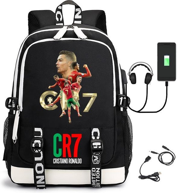 3-teiliges Schulrucksack-Set in Schwarz aus Oxford-Stoff mit großem Fassungsvermögen inklusive Federmäppchen und Schultergurt - Bild 1