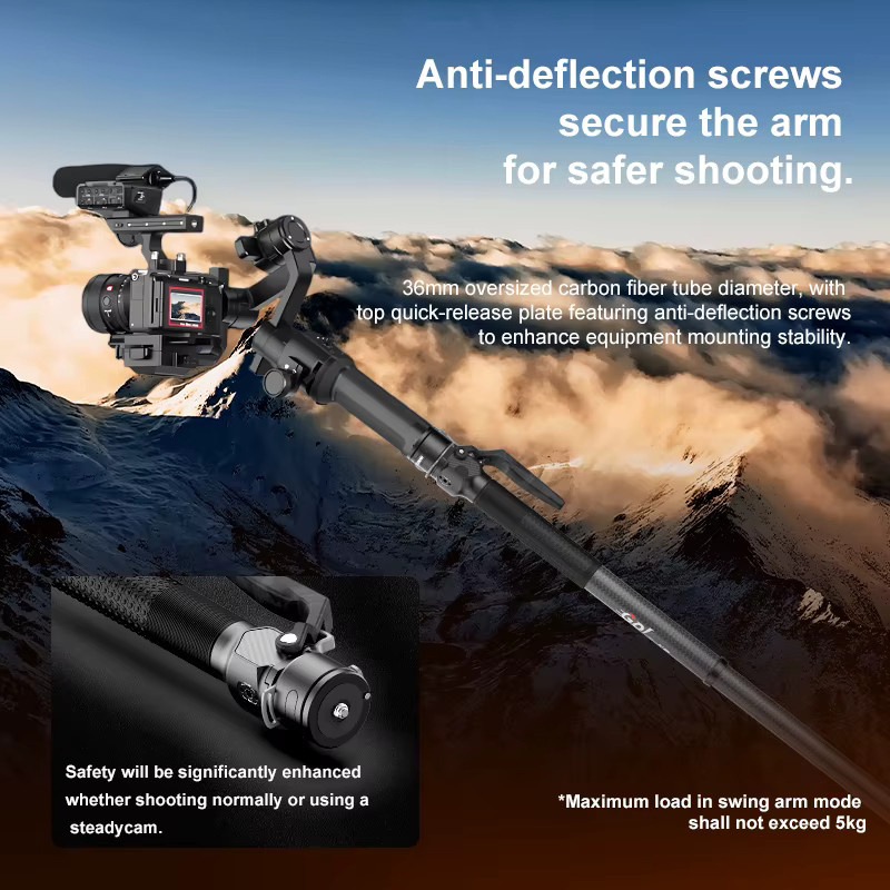COMAN M1 pro V5 Kohlefaser-Reisestativ 4-teilig mit Ein-Klick-Hebesystem und Schnellwechselplatte in Schwarz - Bild 3