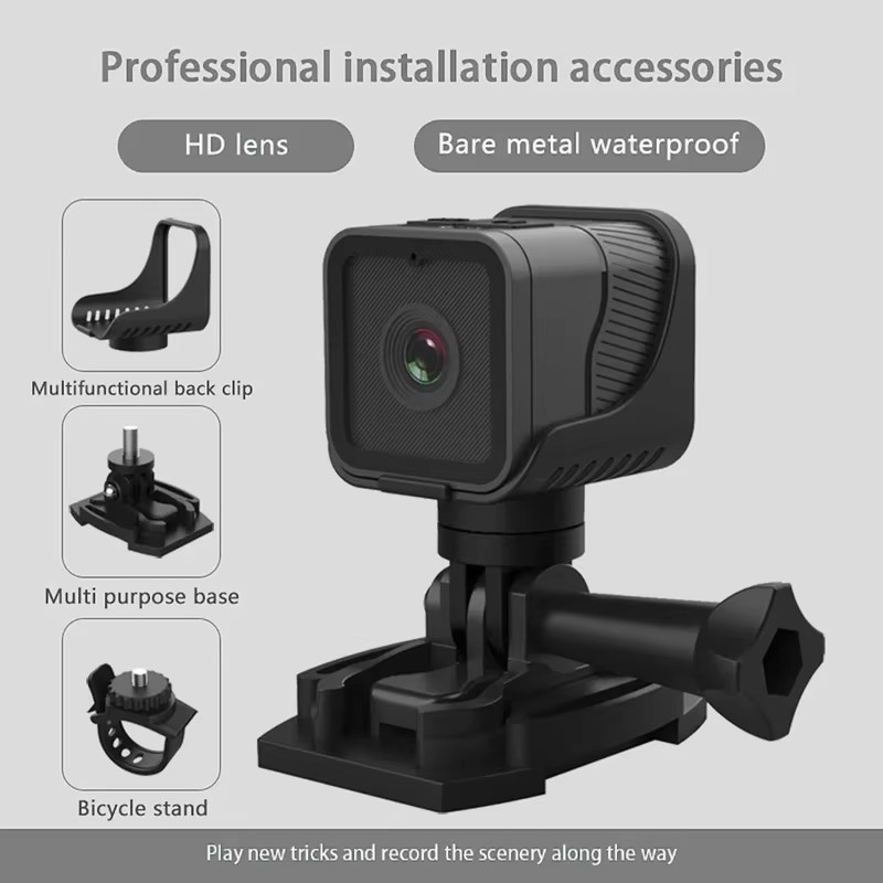 POVCAN Action Camera 1080P HD wasserdichte Sport-Minikamera mit WiFi in Schwarz - Bild 3