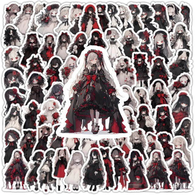 100 Stück Cartoon Gothic Lolita Graffiti Aufkleber von Anime Worlds Store in Multicolour - Bild 1