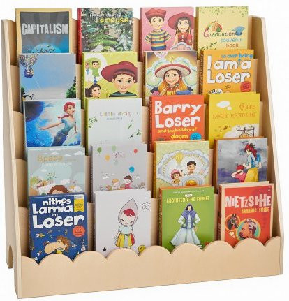 VEVOR Montessori Bücherregal für Kinder, 5-stufiges Frontal-Bücherregal mit Muschelform und Doppelhaken für Rucksäcke, B/H/T: 75 x 80 x 30 cm - Bild 1