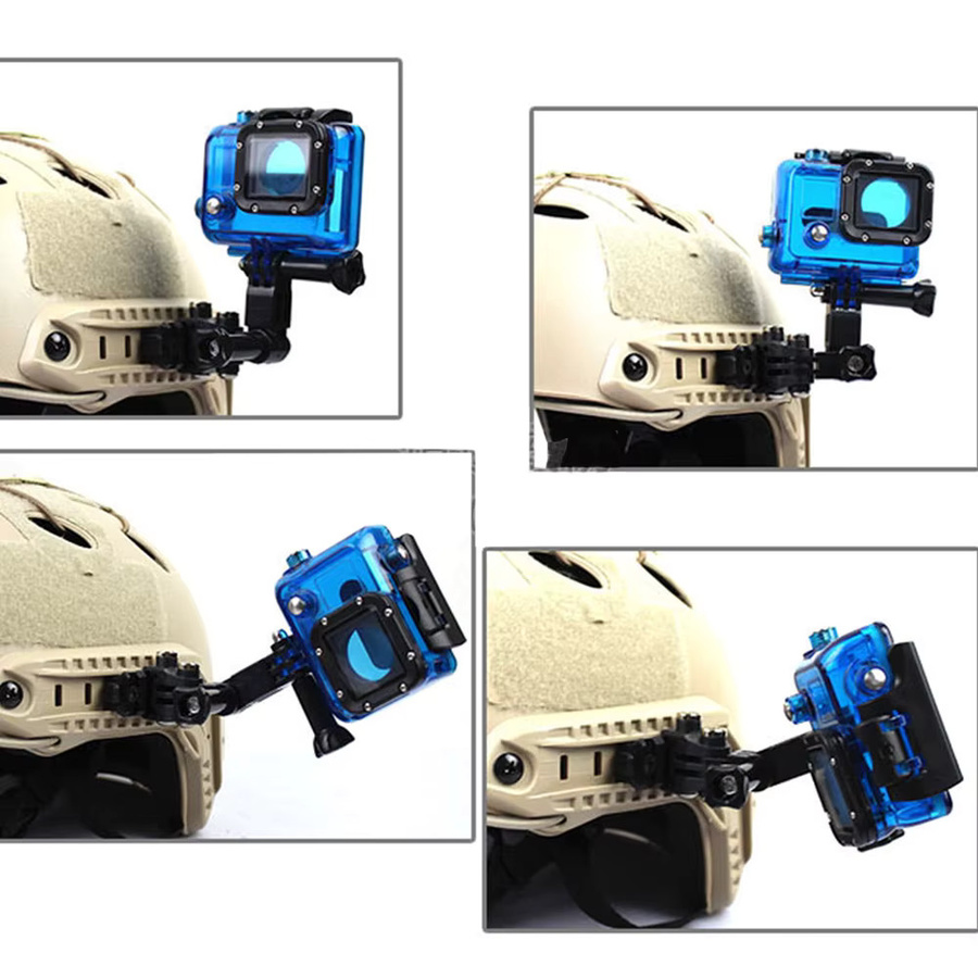 Taktische Helm Kamera Halterung für GoPro HD Hero 1-5 Action Kamera mit ARC Seite Führungsschiene in Schwarz, Multi-Winkel Einstellbar - Bild 4