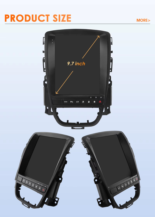 OSSURET Android 14 Autoradio mit 9,7 Zoll Vertikalbildschirm für Opel Astra J und Buick Verano 2009 - 2015, Multimedia-GPS-Player mit Wireless Carplay, Android Auto, 4G, Bluetooth und 360-Grad-Kamera, Schwarz - Bild 5