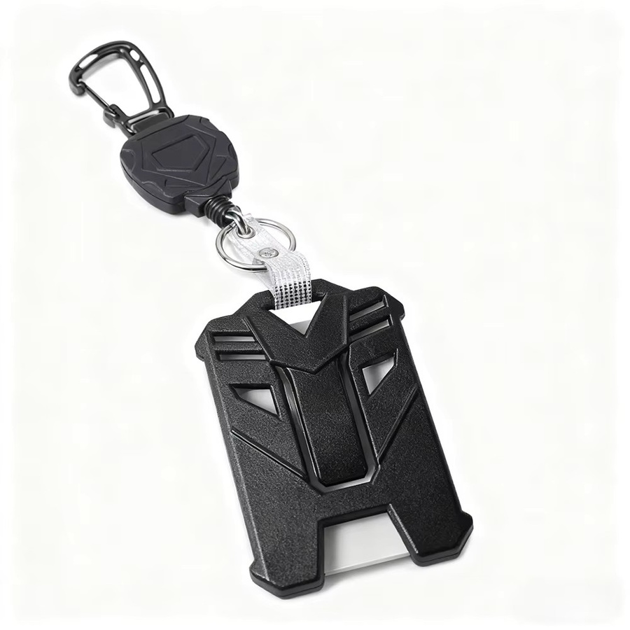 Einziehbare Abzeichenrolle mit Karabiner und Clip für ID-Karten und Kreditkarten, Schwarz - Bild 5