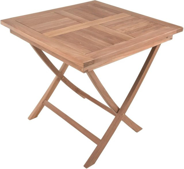 DELUKE Gartentisch NIKLAS aus Teak Natur in Braun, wetterfester Klapptisch für Garten und Terrasse, B/T/H: 80 x 80 x 75,5 cm - Bild 1