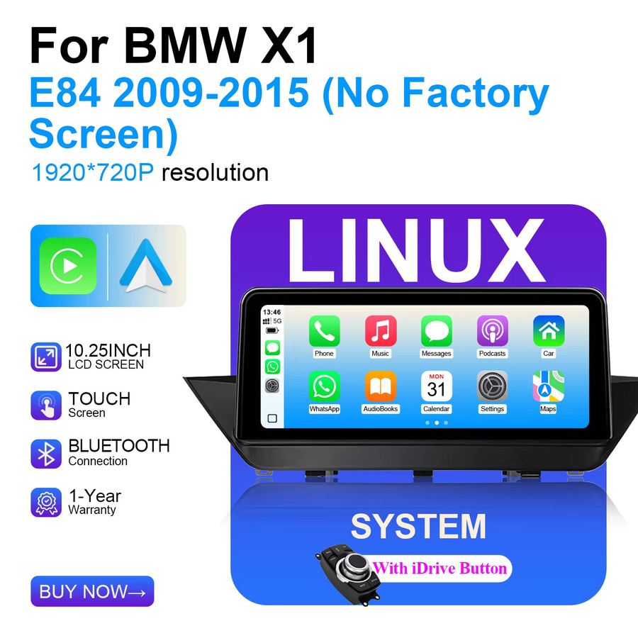 DMDNAVI Kabelloses CarPlay Multimedia-Radio mit 10,25 Zoll Touchscreen für BMW X1 E84 2009-2015, AndroidAuto, AirPlay, Bluetooth und GPS-Navigation, Schwarz - Bild 2