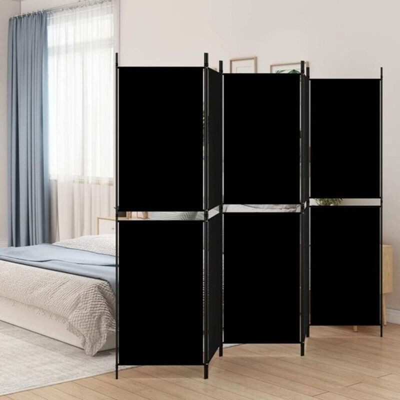 5-tlg. Paravent vidaxl Schwarz aus Textil und Metall, B: 250 cm, H: 180 cm - Bild 1