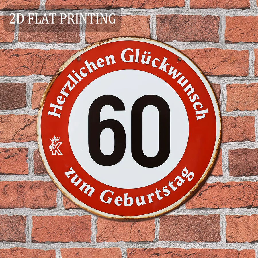 Potdemiel Rundes Aluminium-Metallschild zum 60. Geburtstag in Rot und Weiß, Durchmesser: 20 cm - Bild 2