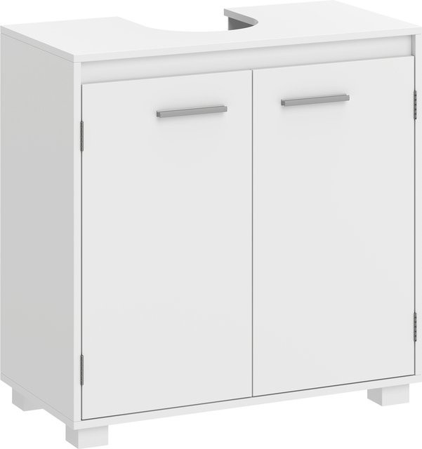 HOMCOM Badezimmer-Unterschrank mit 2 Türen und verstellbarem Einlegeboden in Weiß, B/T/H: 60 x 30 x 60 cm - Bild 1