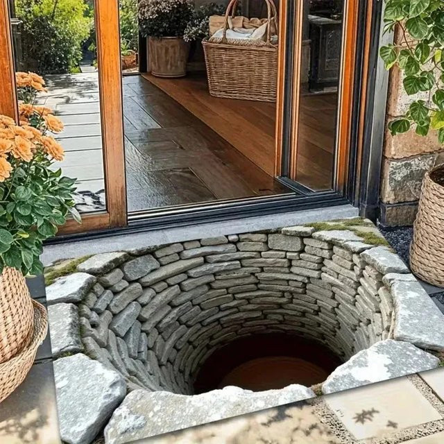 VIKAMA 3D-Bodenmatte mit optischer Täuschung, rutschfest und wetterfest, rechteckige Fußmatte für Innen und Außen - Bild 1