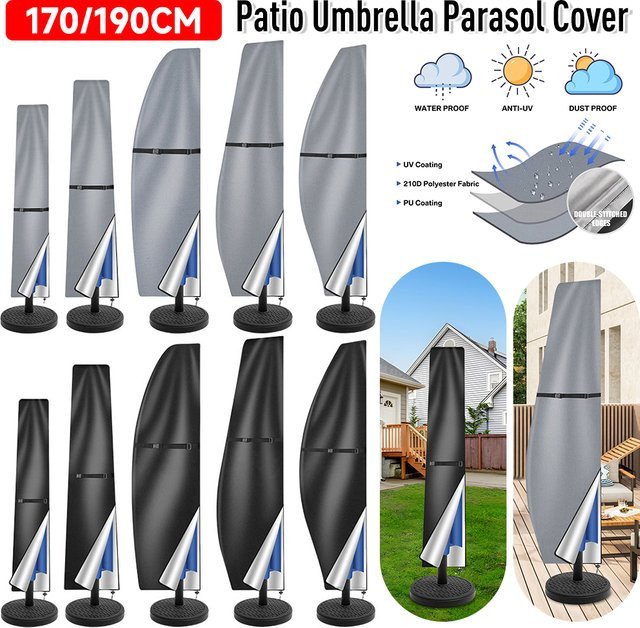 APWIKOGER Sonnenschirmhülle aus Polyester in Grau mit UV-Schutz und Regenschutz für Terrassenschirme, B/H/T: 170 x 170 x 81 cm - Bild 1