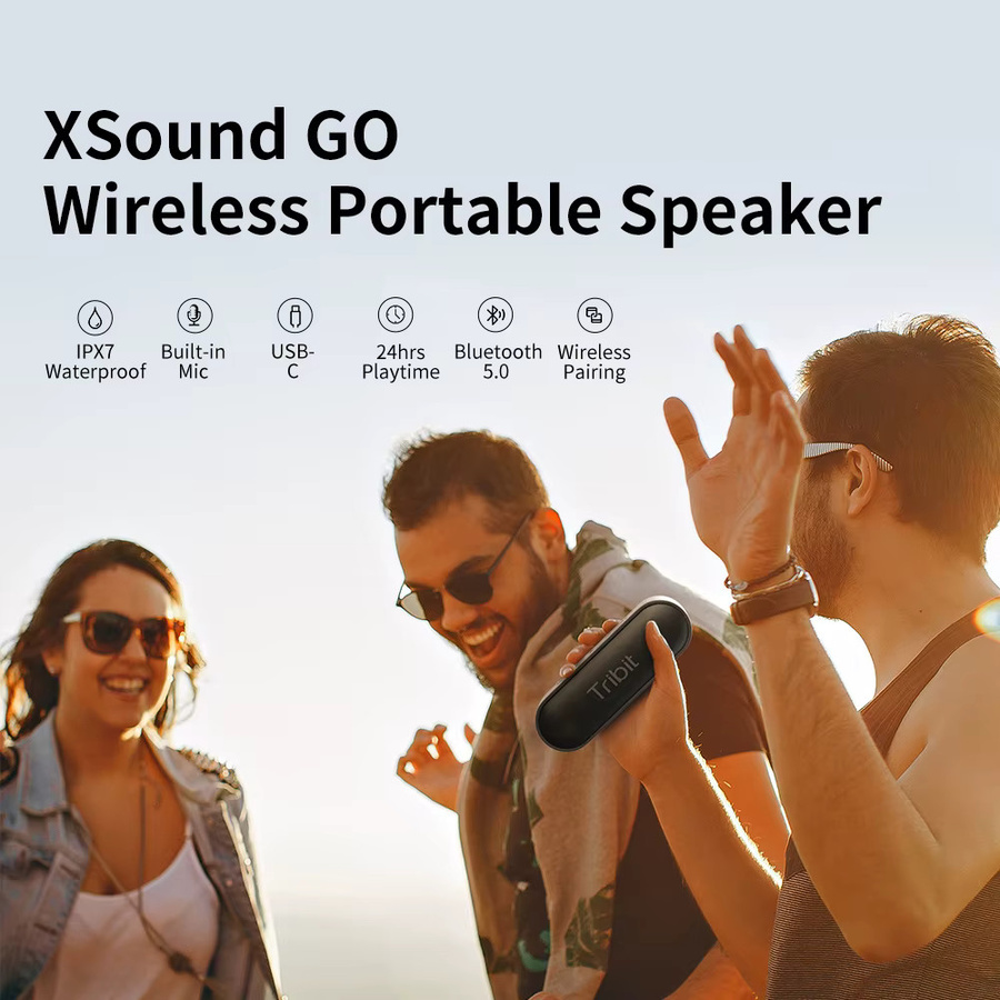 Tribit XSound Go Bluetooth-Lautsprecher in Schwarz mit 16W Klang, tiefem Bass und 24 Stunden Akkulaufzeit, IPX7 wasserdicht und Bluetooth 5.3 - Bild 2