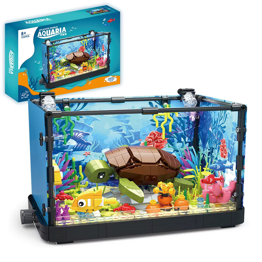 CETYL Aquarium-Baustein-Spielzeugset mit LED-Leuchten und Meeresbewohnern in Bunt, DIY-Set für Kinder ab 8 Jahren - Bild 2